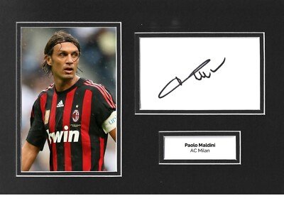Paolo Maldini Signed 12x8 Photo Display AC Milan Memorabilia