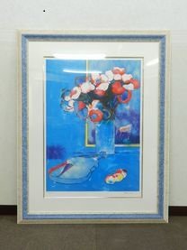 ポール・ギヤマン 『ブルーバックの花と馬』】掛軸・書画・版画の買取