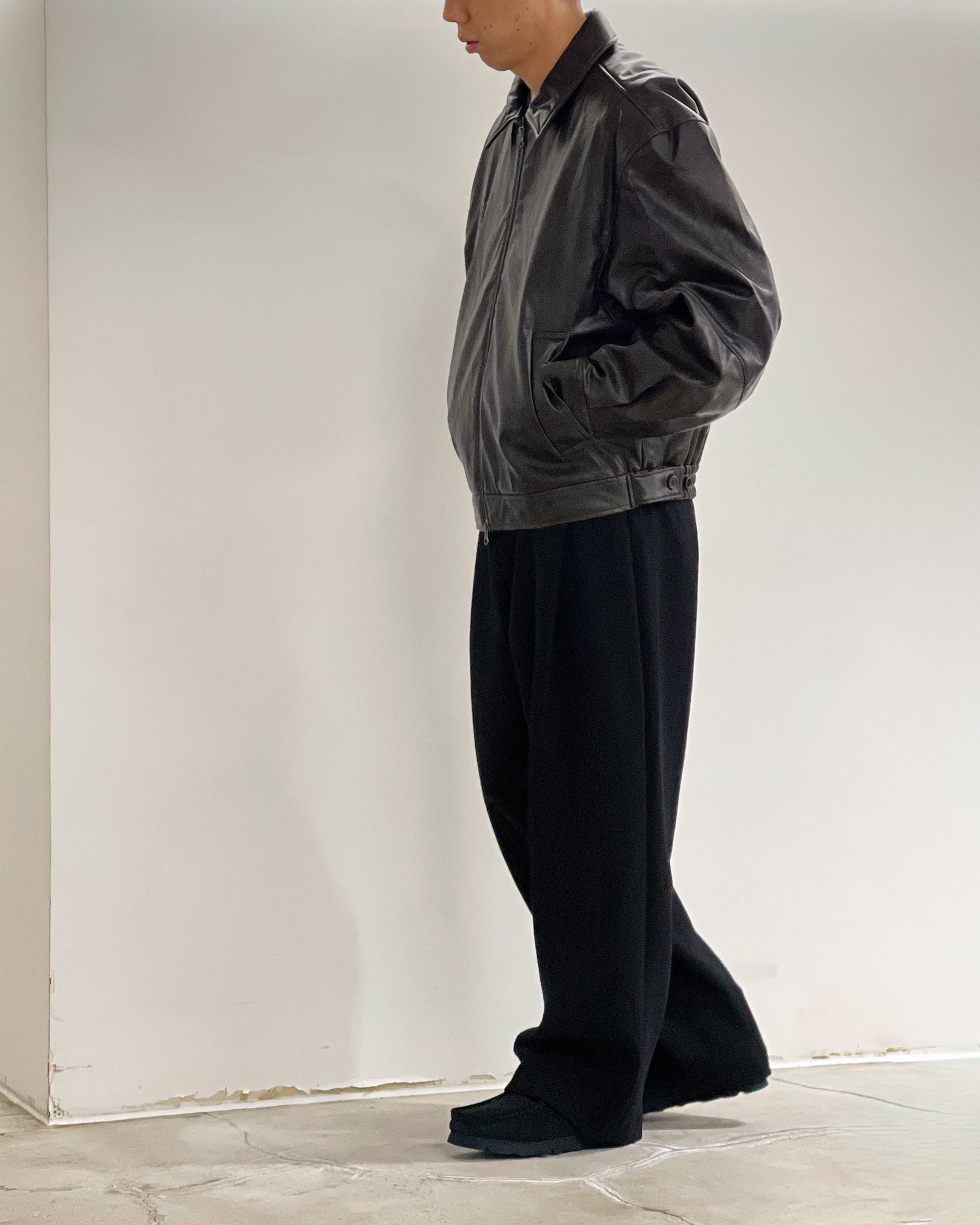 AMOMENTO】SYNTHETIC LEATHER BLOUSON - BLACK